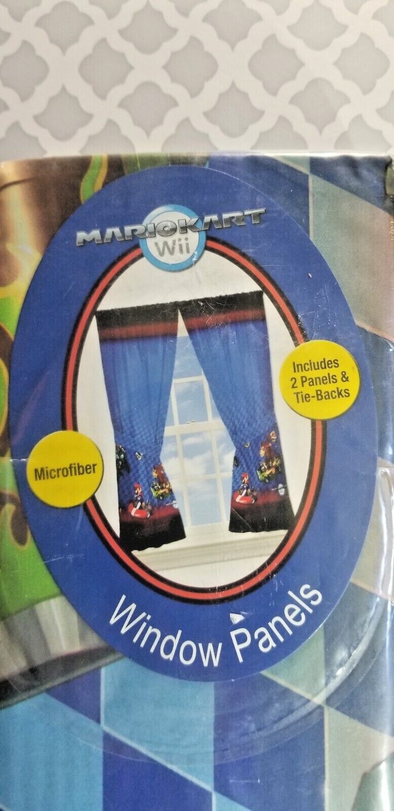 Nintendo Mario Kart Curtains Mario to the Track Window Panels +Ties Wii All Ages