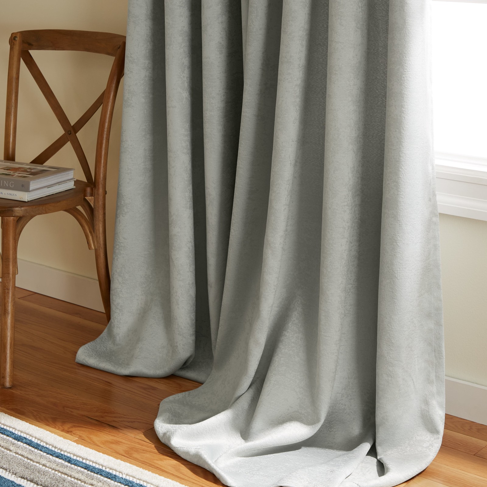 EVERYDAY Lustre Solid Heavyweight Textured Sateen Indoor Curtains Room Darkening