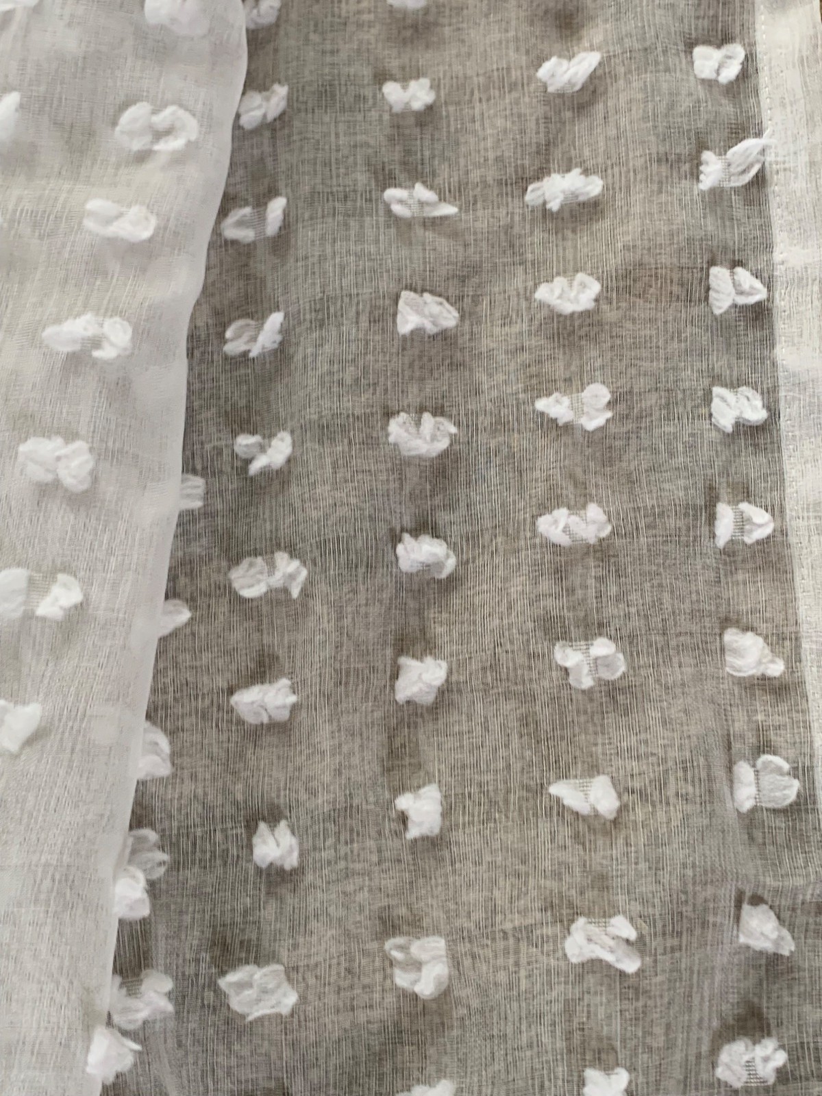 White Sheer Curtain Panels Polka Dot Design Set Panels 56Wx63L each