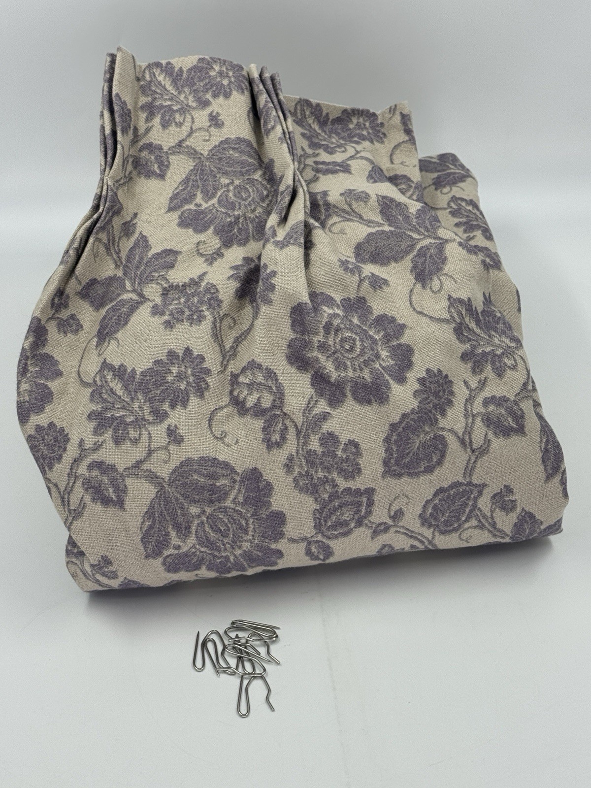 New GREENROW Lilac DAISY BLOOM PRINTED LINEN CURTAIN, 50×108, 1 Panel