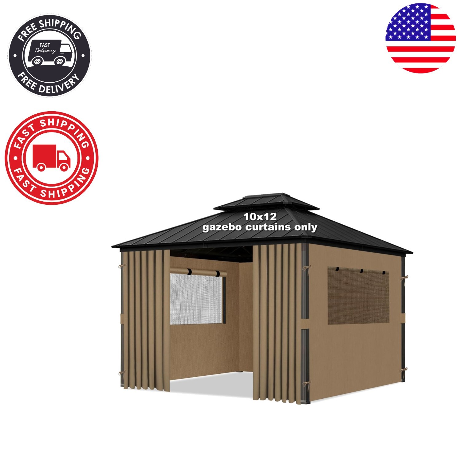 Universal 10×12 Outdoor Gazebo Sidewalls – Waterproof & UV Protected Curtains
