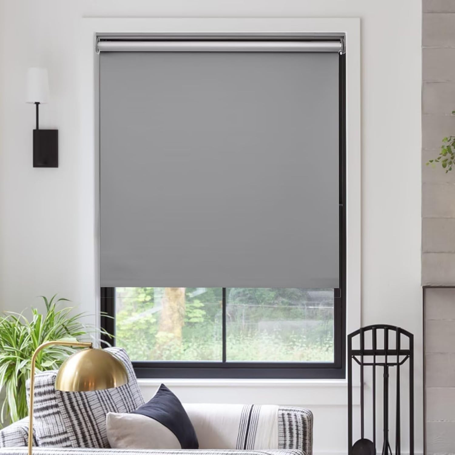 Safe Cordless Roller Window Shades in Grey – Thermal Insulation, 24″ x 72″
