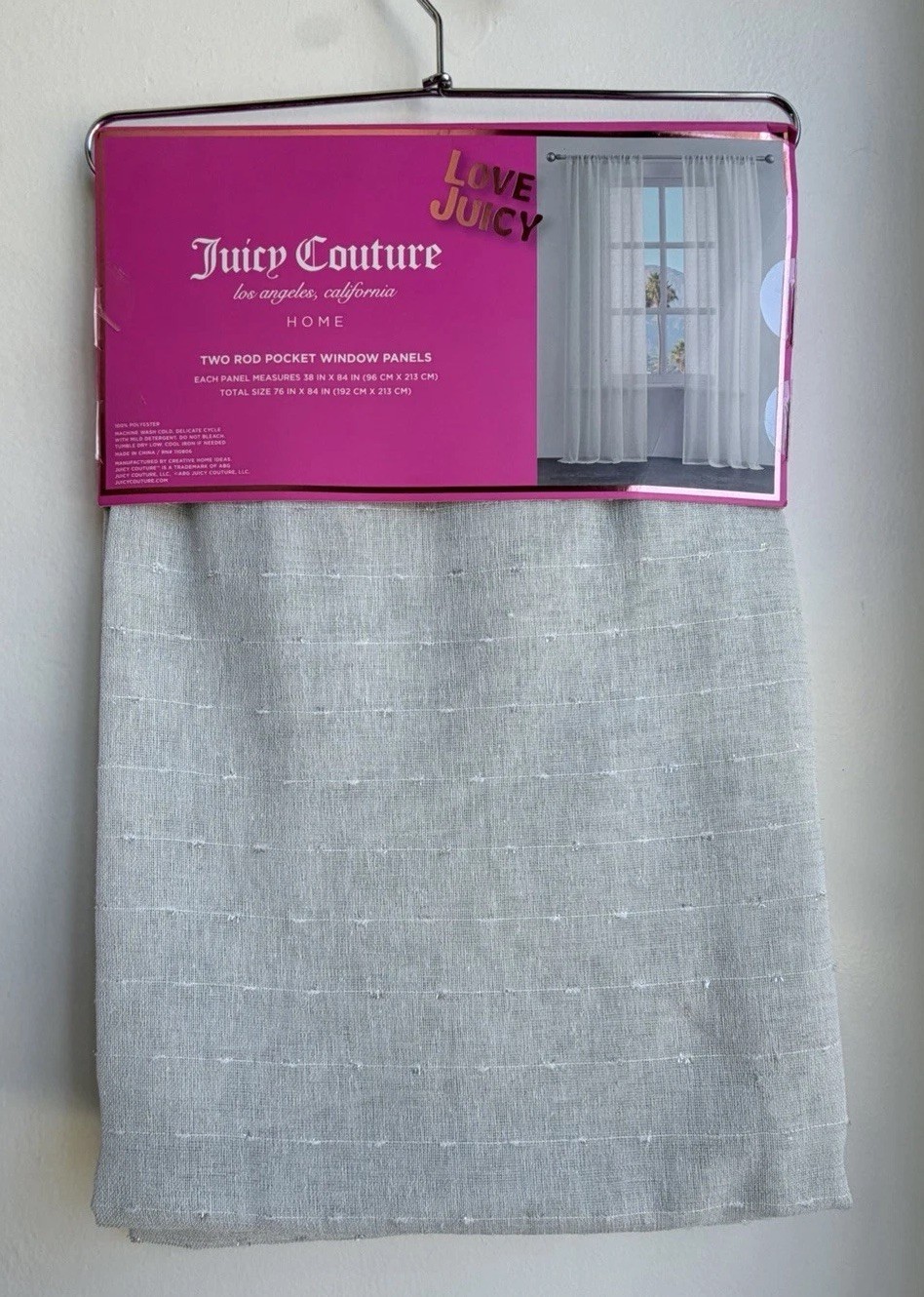 Juicy Couture Two Rod Pocket Window Panels Each Panel 38 In X 84 In New