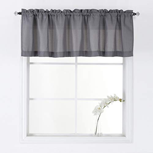 Waffle Woven Textured Kitchen Valance Curtains Water Repellent Bathroom Grey