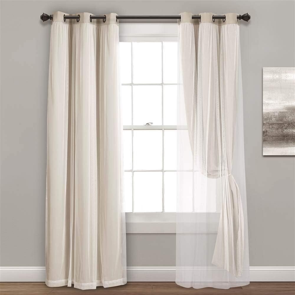 Sheer Grommet Curtains With Insulated Blackout Lining, Window Curtain Panels,…