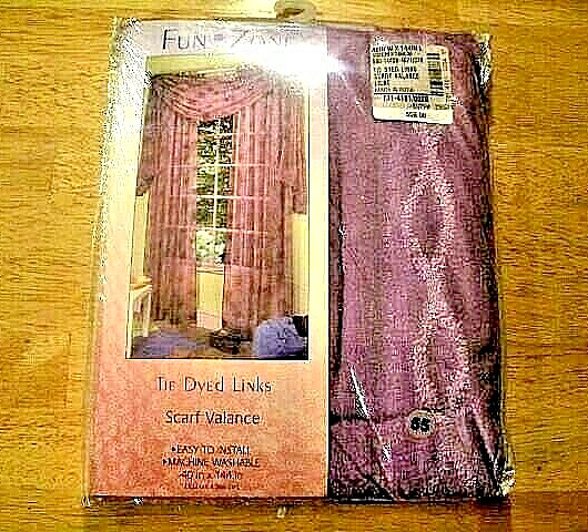EX-CELL HOME FASHION TIE DYED LINKS SCARF VALANCE 40″ X144″ LILAC FACTRY/ SEALED