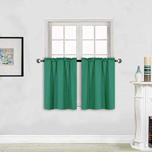 Better Home Style 100% Blackout 2 Tiers Window 24″W x 28″L (Pack of 2) Teal