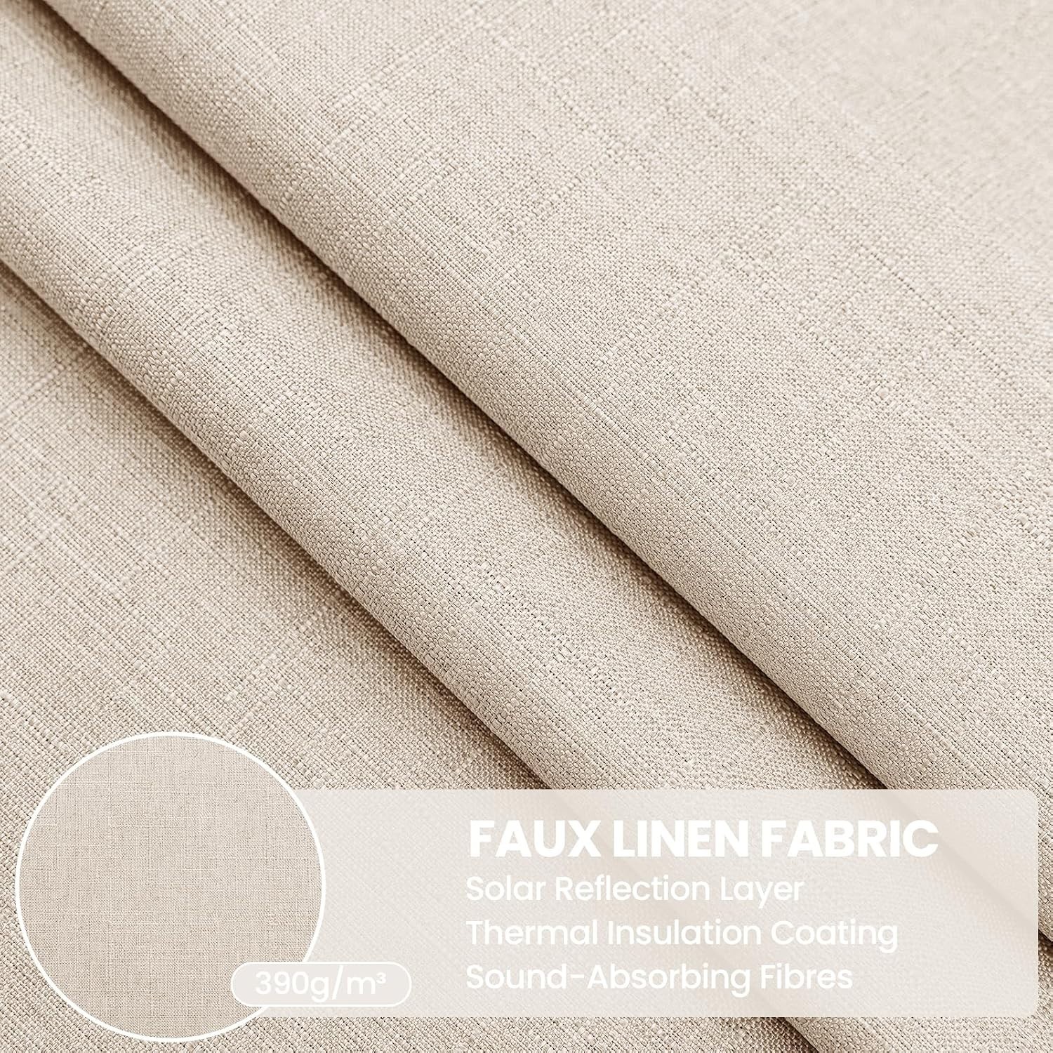 Room-Darkening Faux Linen Curtains, 108″ Long – Perfect for Bedrooms & Offices