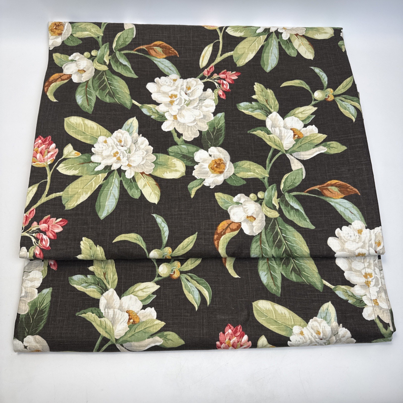 Set Of 2 Handmade Curtain Panels 50”x84” Lined Weighted Black W/ Floral Pattern