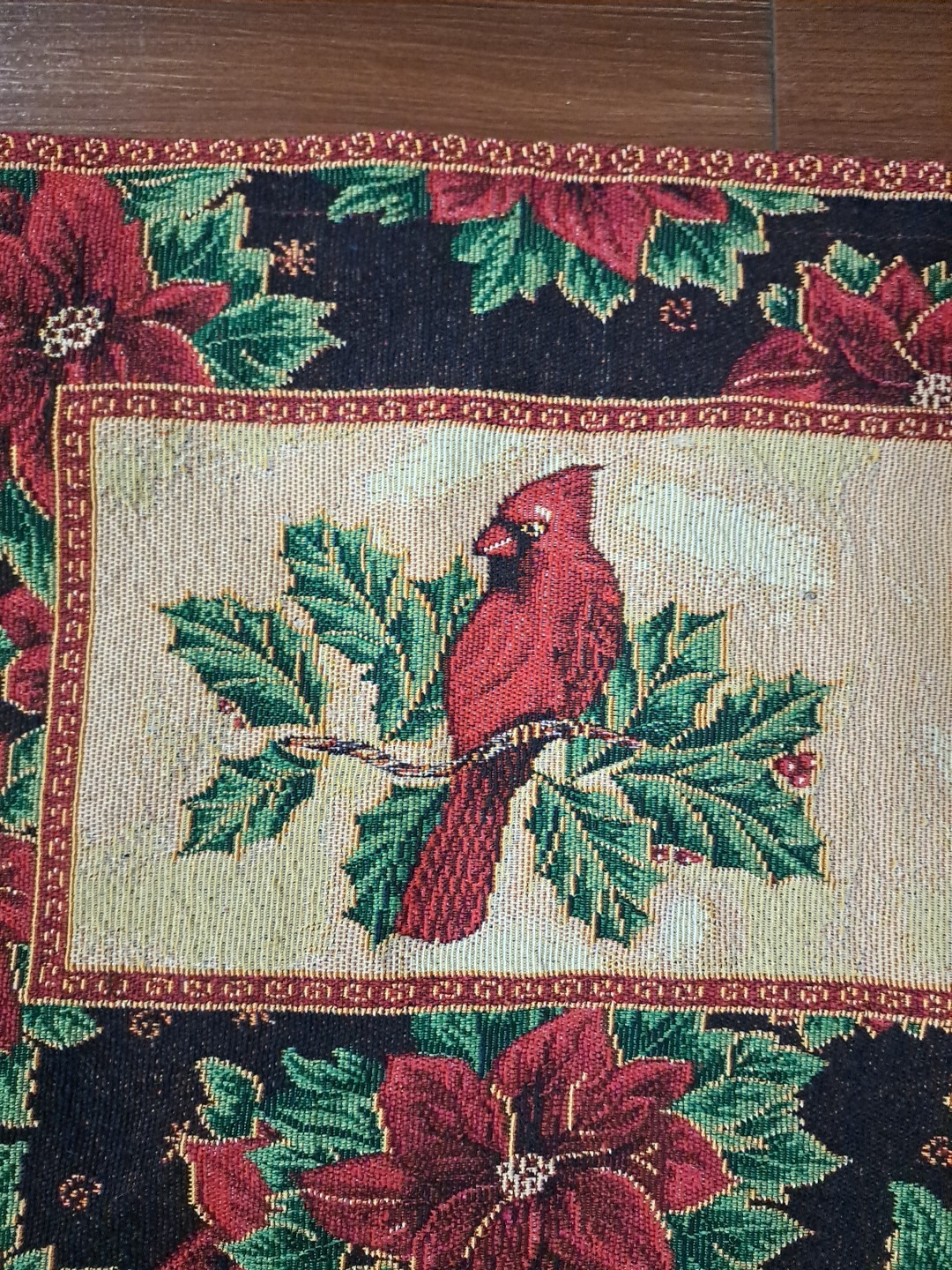 Violet Linen Decorative Christmas Cardinal Design Tapestry Window Valance