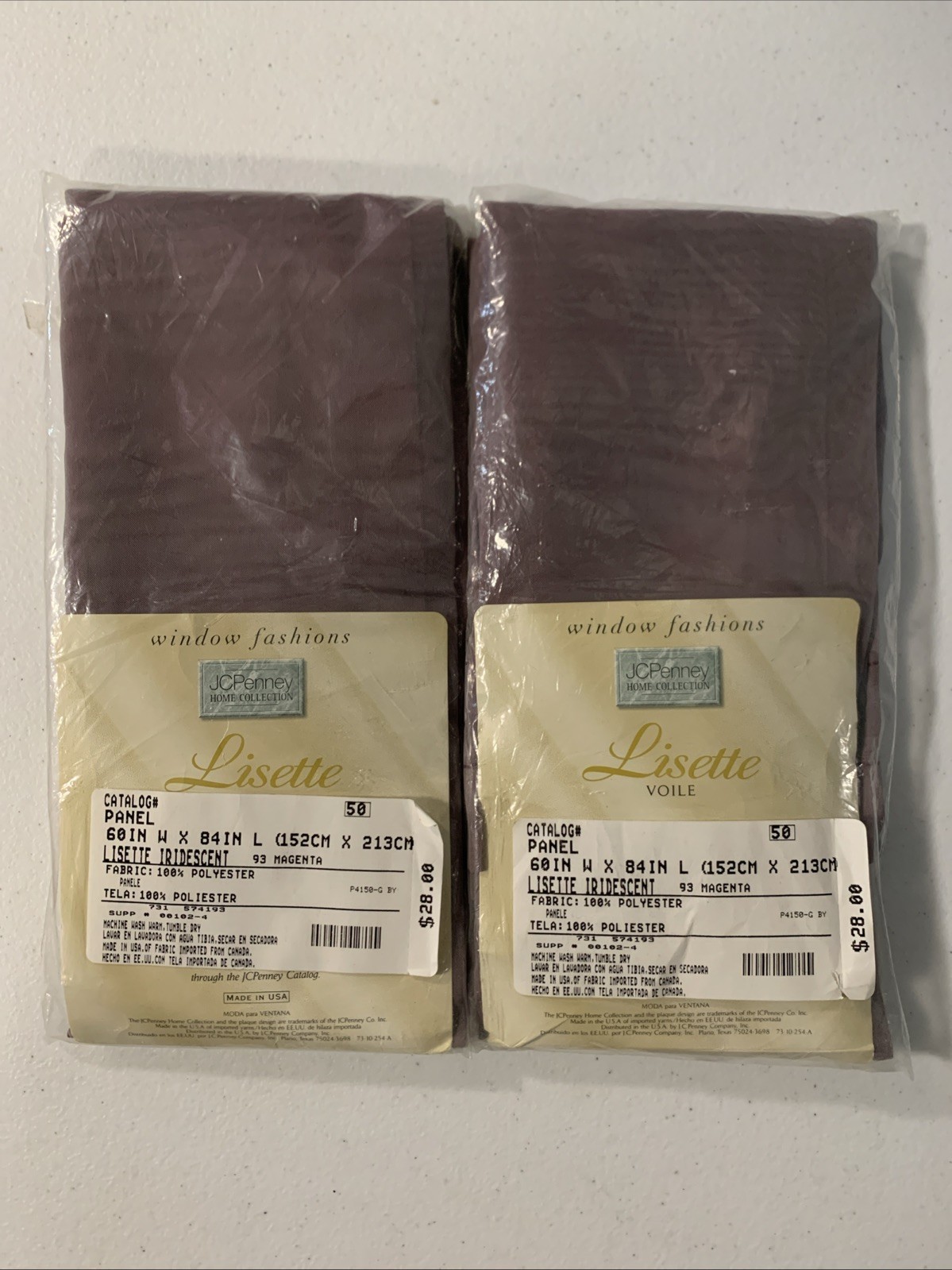New Lot Of 2 JC Penney Home Collection Lisette Curtain Panels 60″x84” Magenta