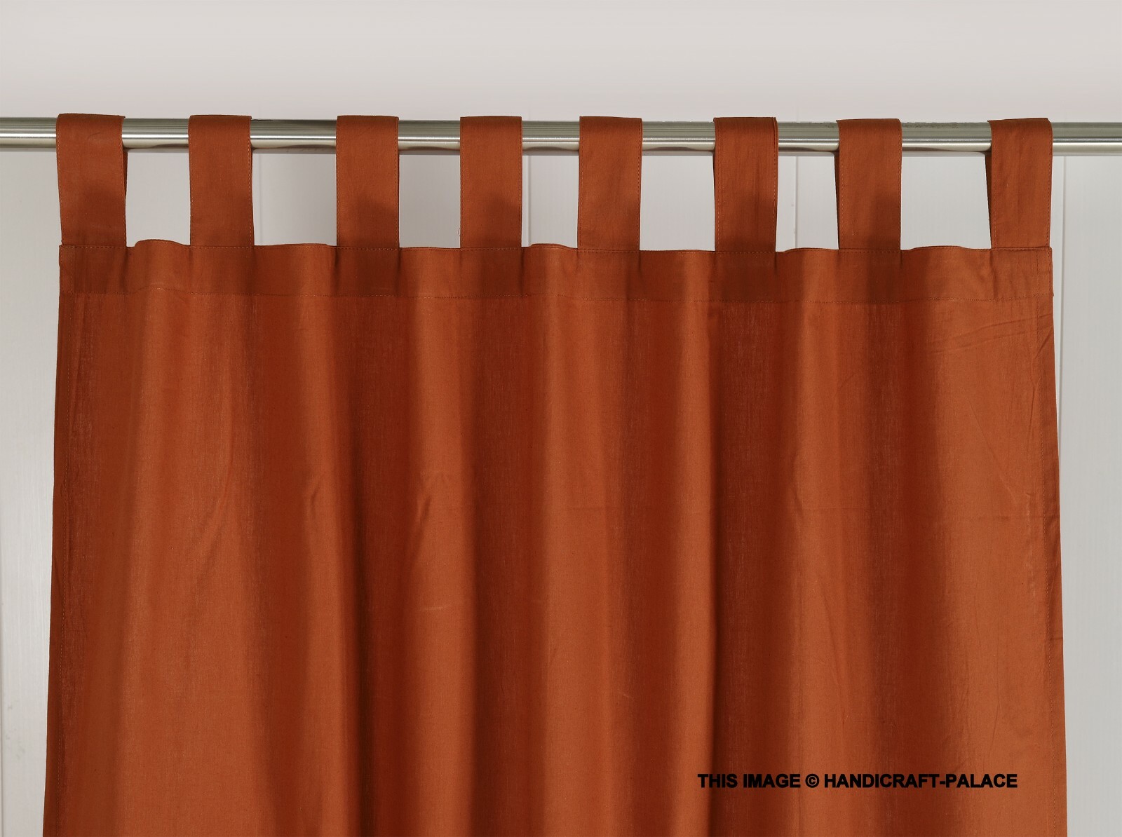 2 PC Rust Washed Cotton Solid Curtains Windows & Door Decorative Curtain Hanging