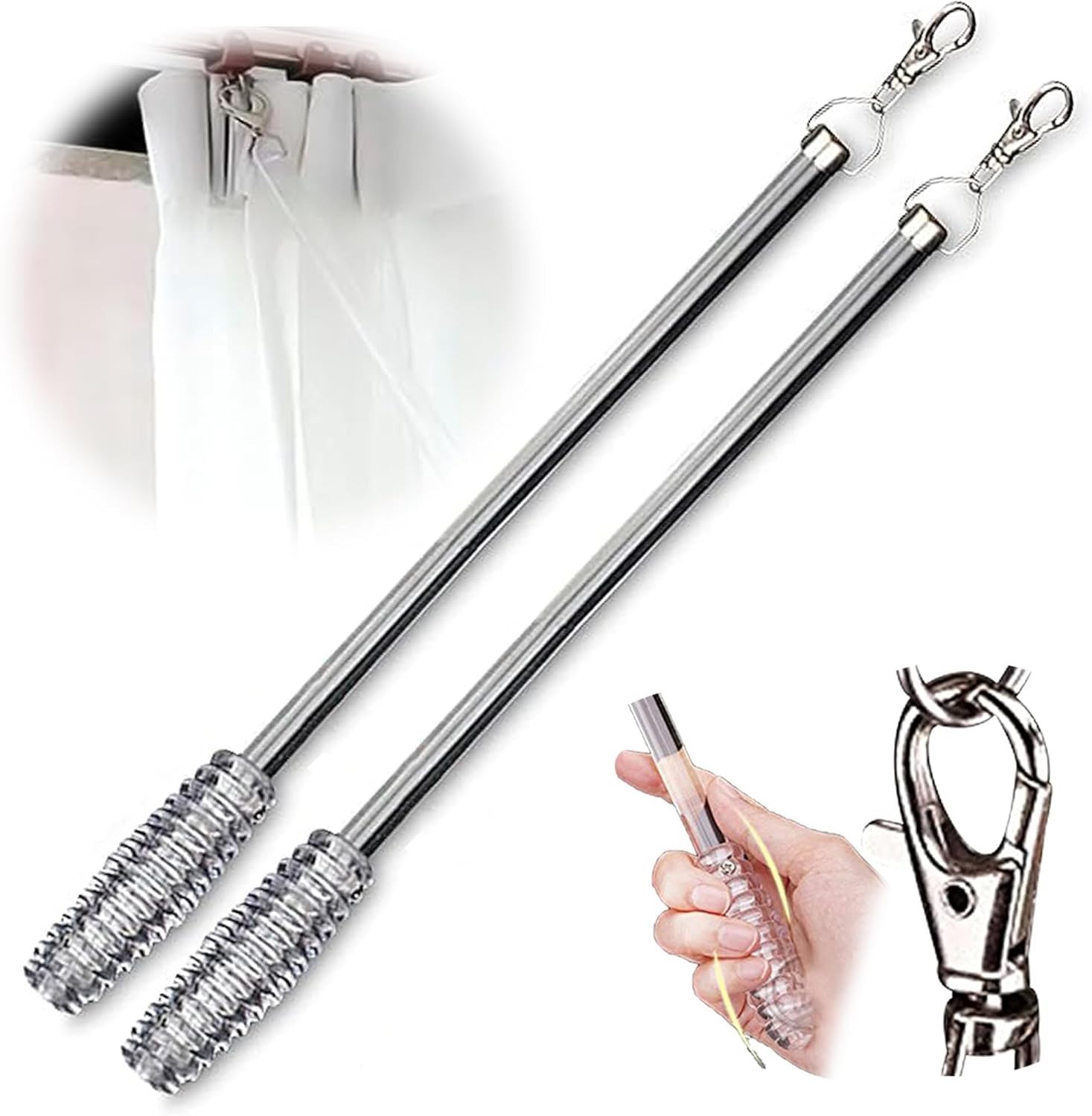 Curtain Pull Wand Clear Acrylic 36″ 2 Pack – Pull Rod Wand for Grommet Panels…