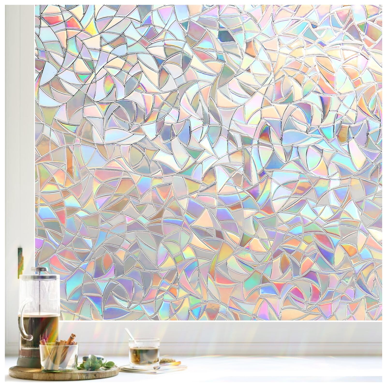 LUTE Window Privacy Film, Rainbow Window Film, 3D Decorative Stained Glass Wi…