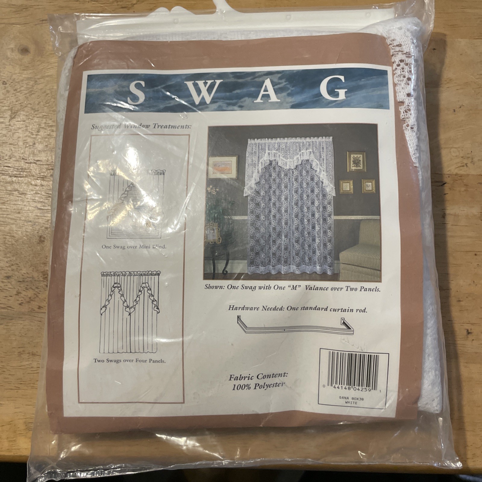 New SWAG Style Dana window curtain in white 80”W-38”L