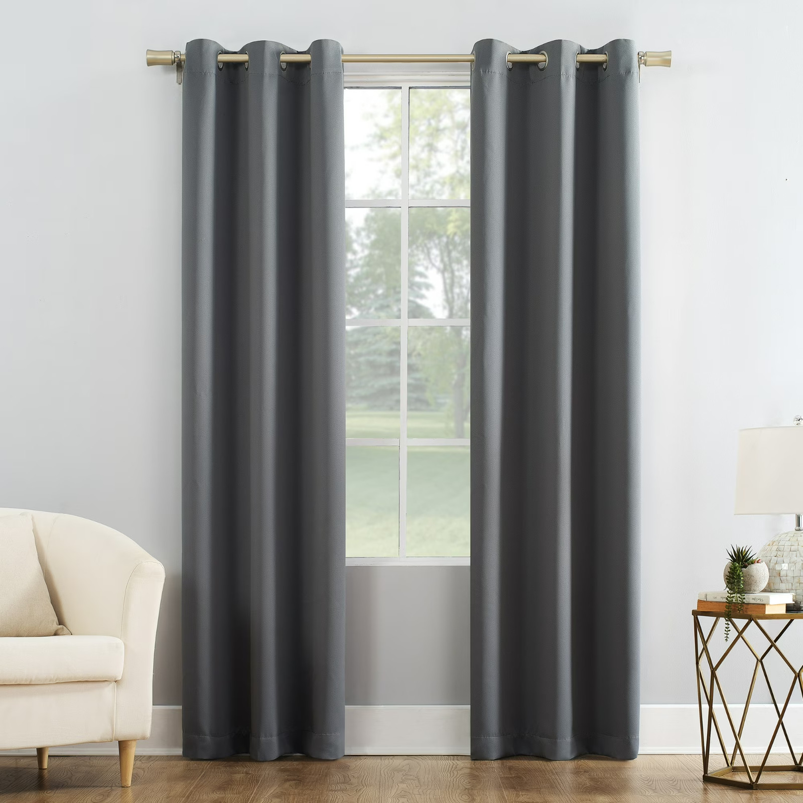 Mainstays Blackout Grommet Single Curtain Panel, 1 Panel, Gray, 40″W x 84″L