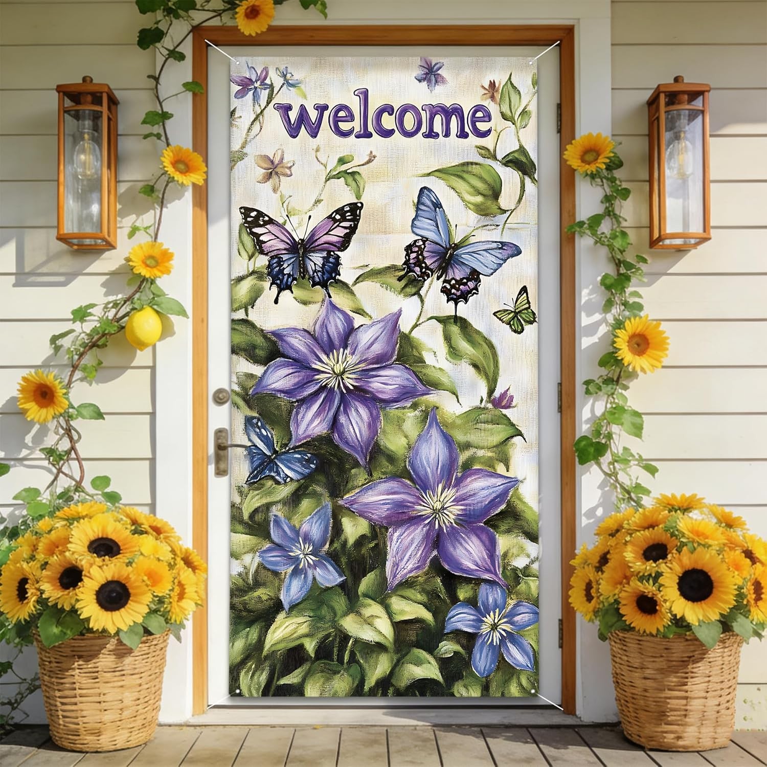 Front Door Covers Decorative, Seasonal Curtain 70.8 × 35.4 for Easter 4th of