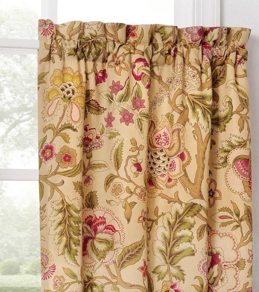 Waverly IMPERIAL DRESS Curtain Panel SATEEN Farmhouse Floral NEW Red Beige 52X84