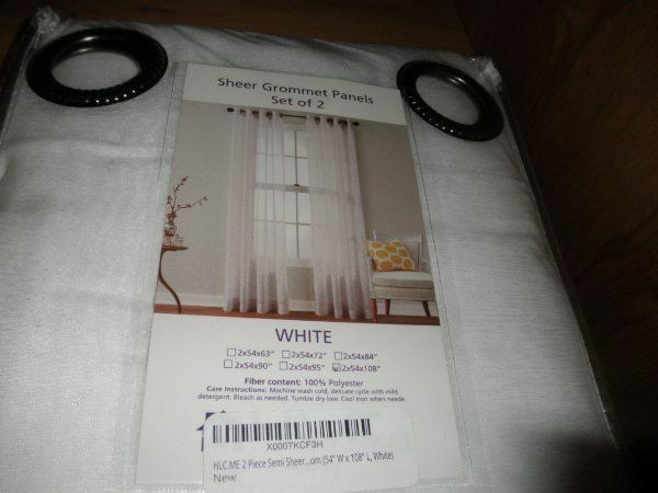 NEW (OPEN BAG) HLC SEMI-SHEER WHITE GROMMET PANELS (SET OF 2) 54″W X 108″ L