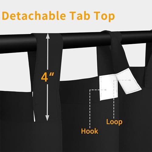 Outdoor Patio Curtains Detachable Tab Top 54″W x 84″L (Pack of 2) Black