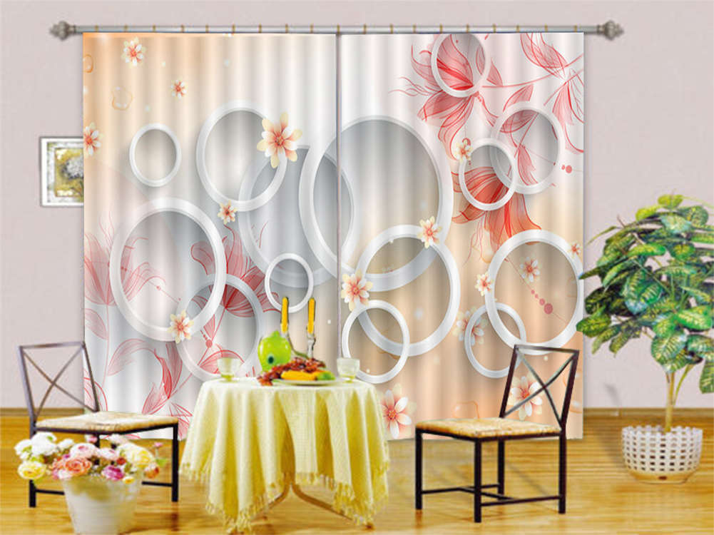 Peach Blossom Loops 3D Curtains Blockout Photo Printing Curtains Drape Fabric