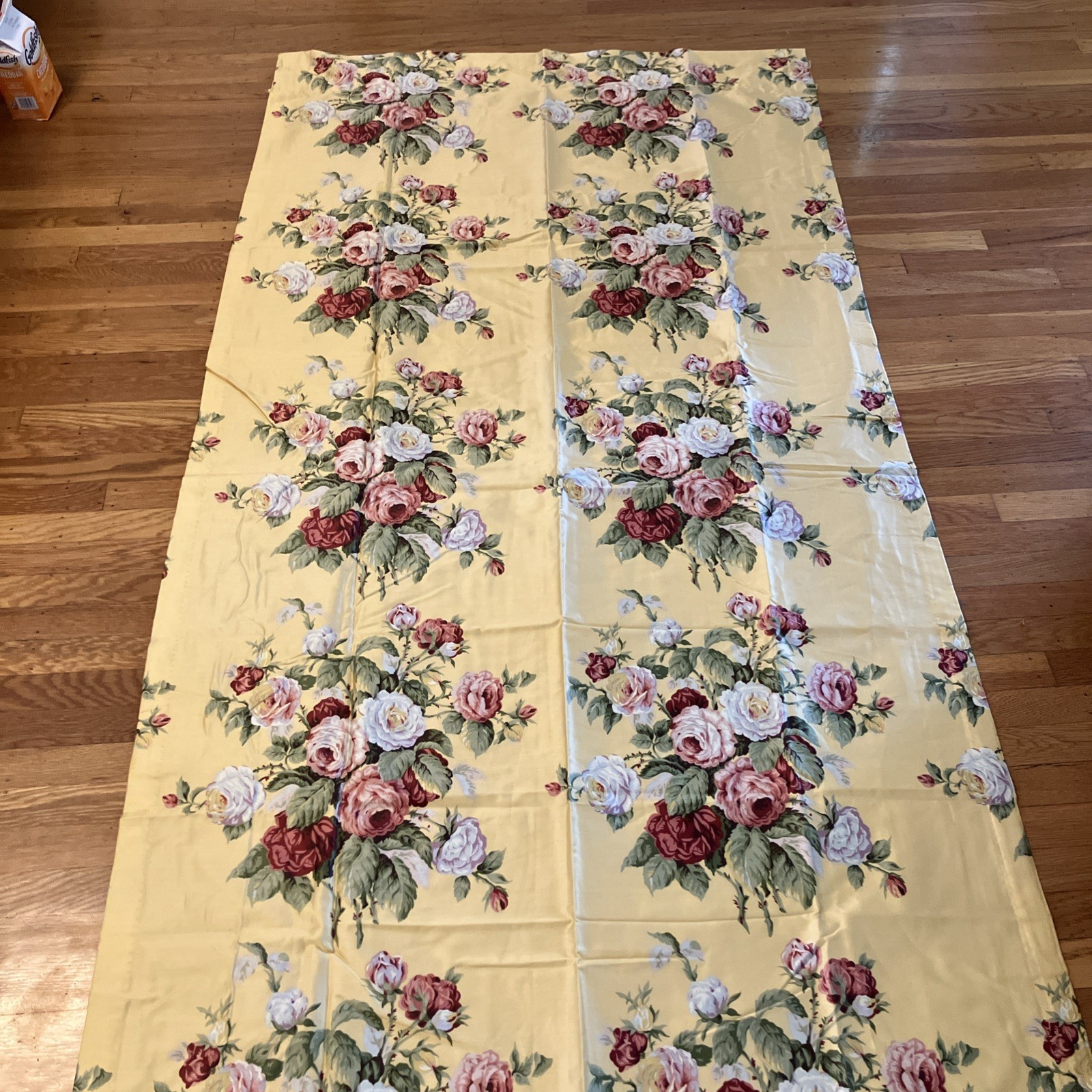 RALPH LAUREN KATHLEEN Yellow DRAPES Curtains ROSES Cottage GRANNY CORE Set 2