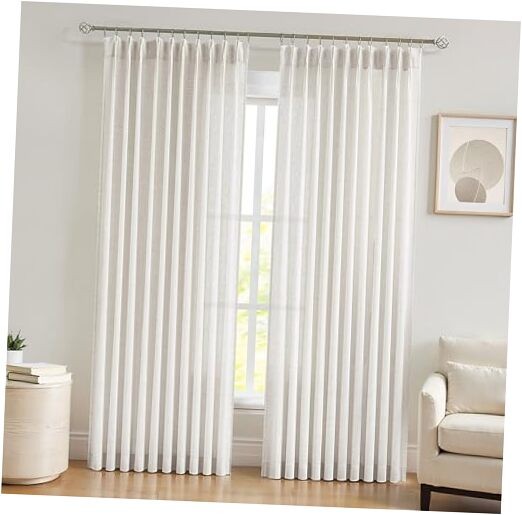 Pinch Pleated Sheer Curtain Panels 95 60″W x 95″L (Pack of 2) Linen/Pinch