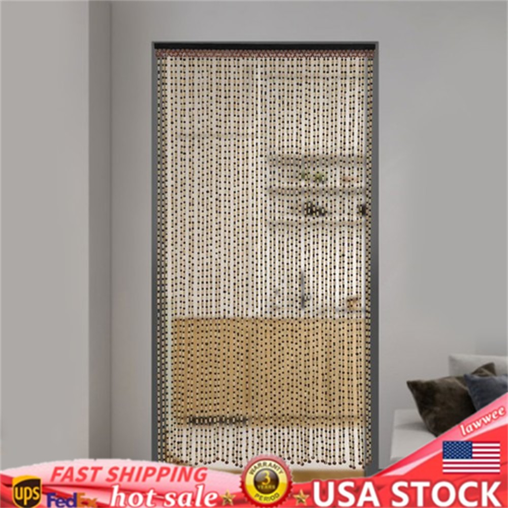 74.8 Inch Boho Natural Wood and Bamboo Beaded Curtain for Doorway Room Divider