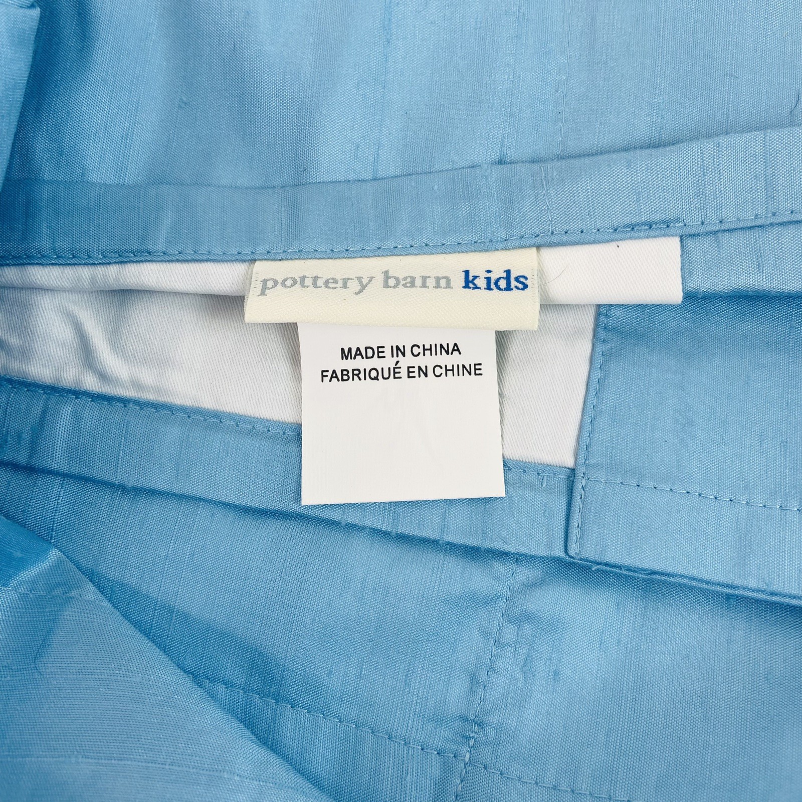 Pottery Barn Kids Blue Silk Curtain Panel 84”x44” Pole Pocket
