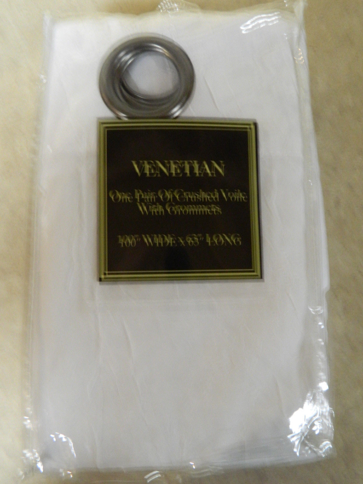 NIP UNITED VENETIAN PAIR OF CRUSHED VOILE /CROMMETS 2-PANELS EACH 50″ X 63″ LONG