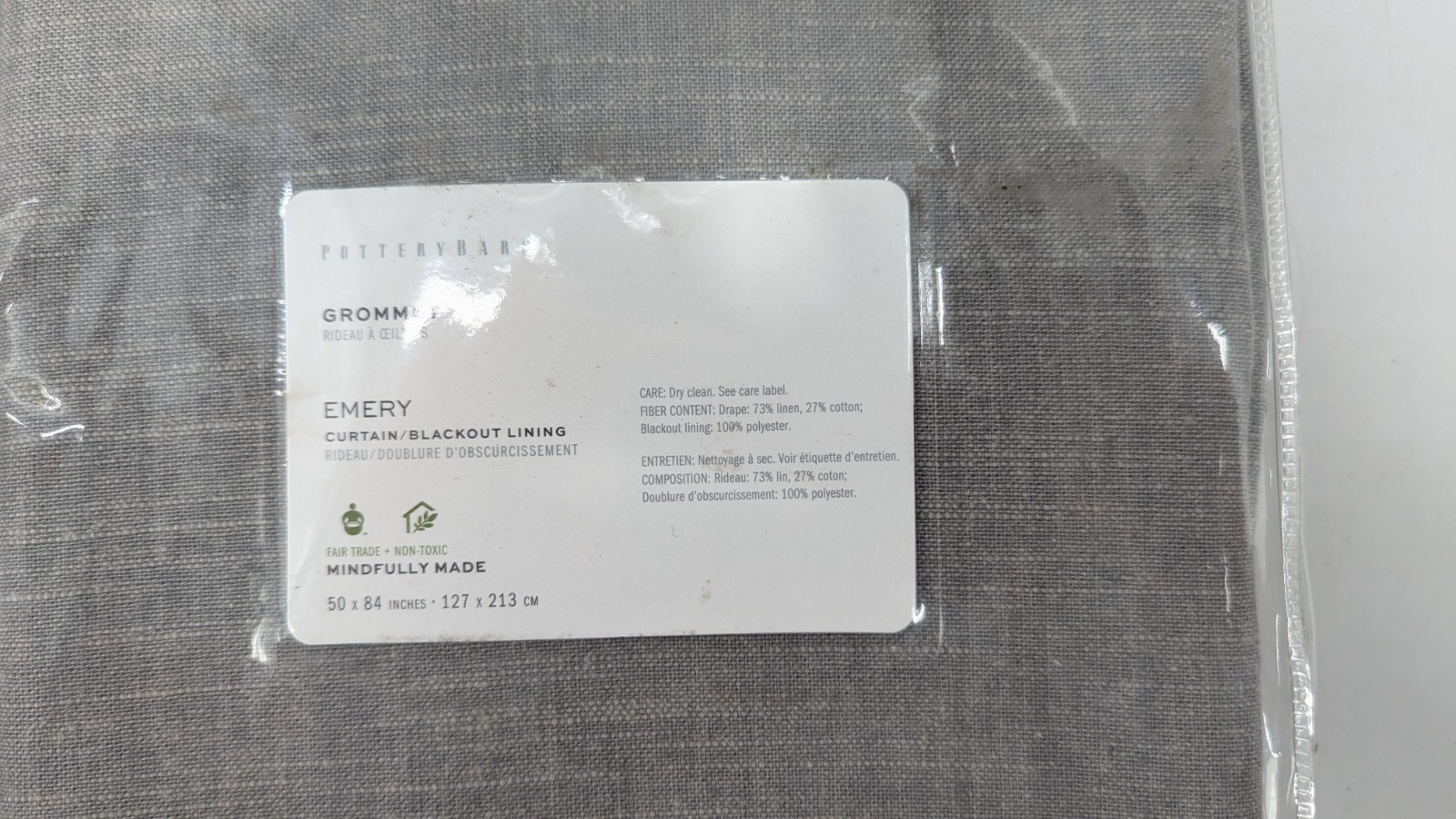 Pottery Barn Emery Linen Blackout Grommet Curtain Panels 50×84″ Gray SET of 2