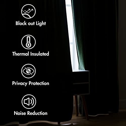 Velvet Curtains 90 inches 2 Panels – Pinch 52″W x 90″L (Pack of 2) Olive Green