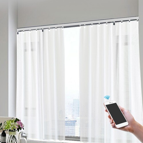 Motorized Curtain Track Electric Curtain Track DIY White With Remote Control NEW