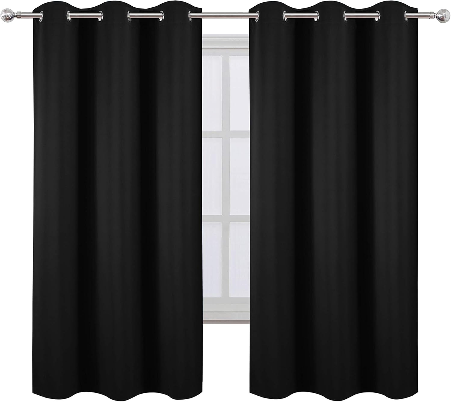 Black Thermal Blackout Curtains/38 x 63 Inch/Set of 2 Panels Room Darkening