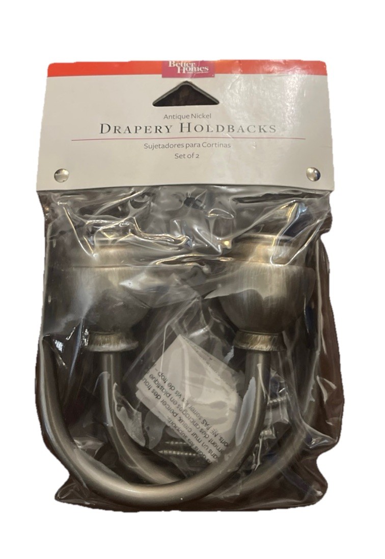 Better Homes & Gardens Drapery Holdbacks Set Of (2) Antique Nickel finish. New
