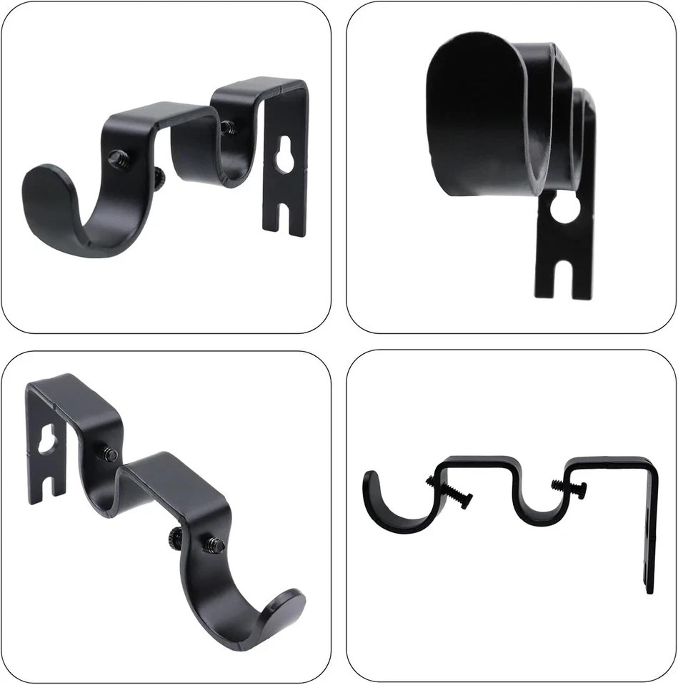 Double Curtain Rod Bracket 6 Pack Metal Curtain Rod Holders for Wall Sturdy C…