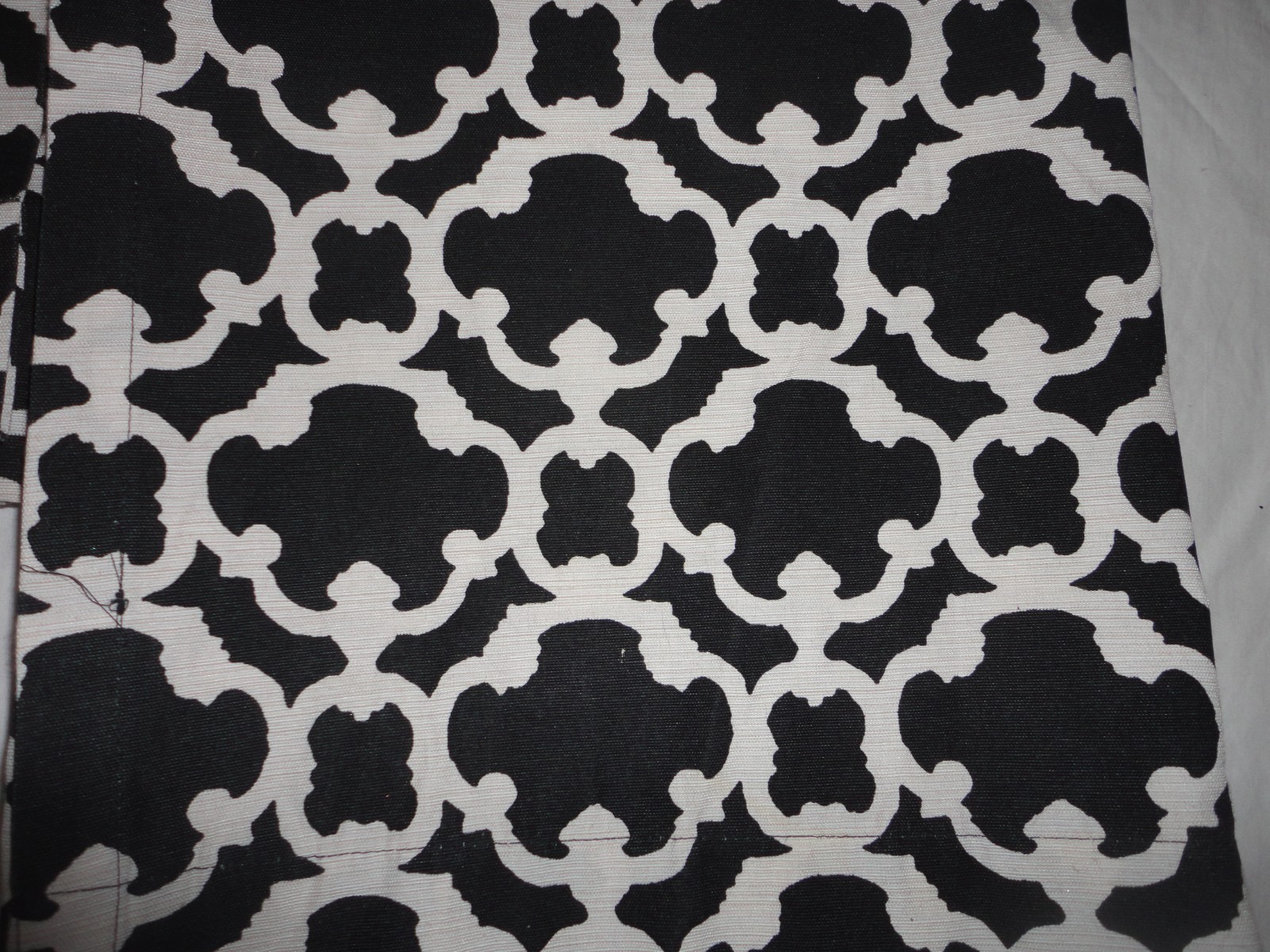 THRESHOLD CURTAIN black & white FRETWORK trellis (2) DRAPERY PANELS 52 X 82