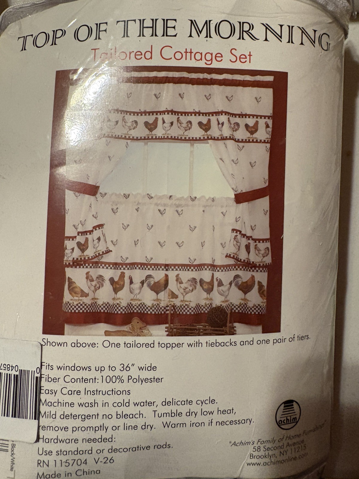 3 pc Curtains Tailored Cottage Set (57″x36″) ROOSTERS TOP OF THE MORNING Valance