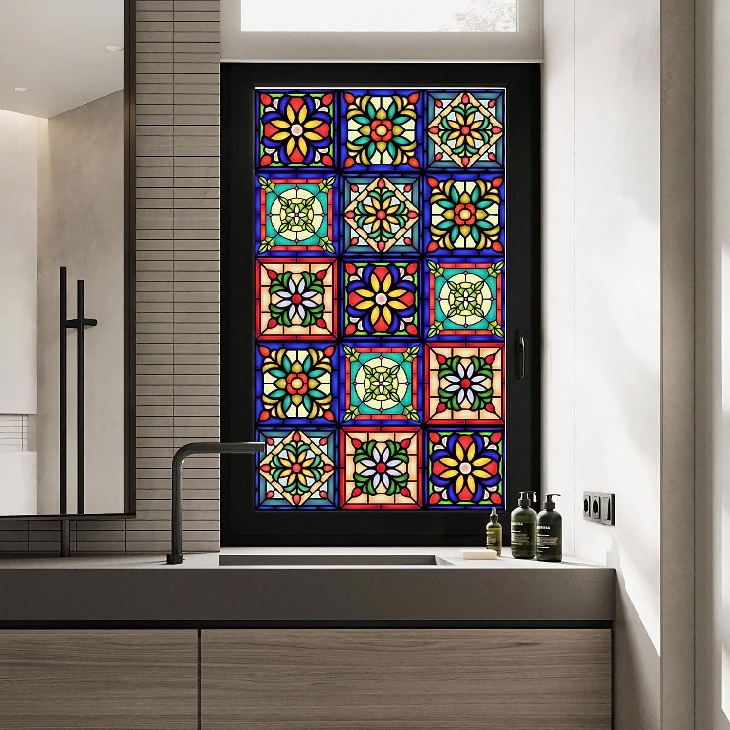 Talavera Privacy Window Film – 17.7″x78.7″ Static Cling, No Glue Design with …