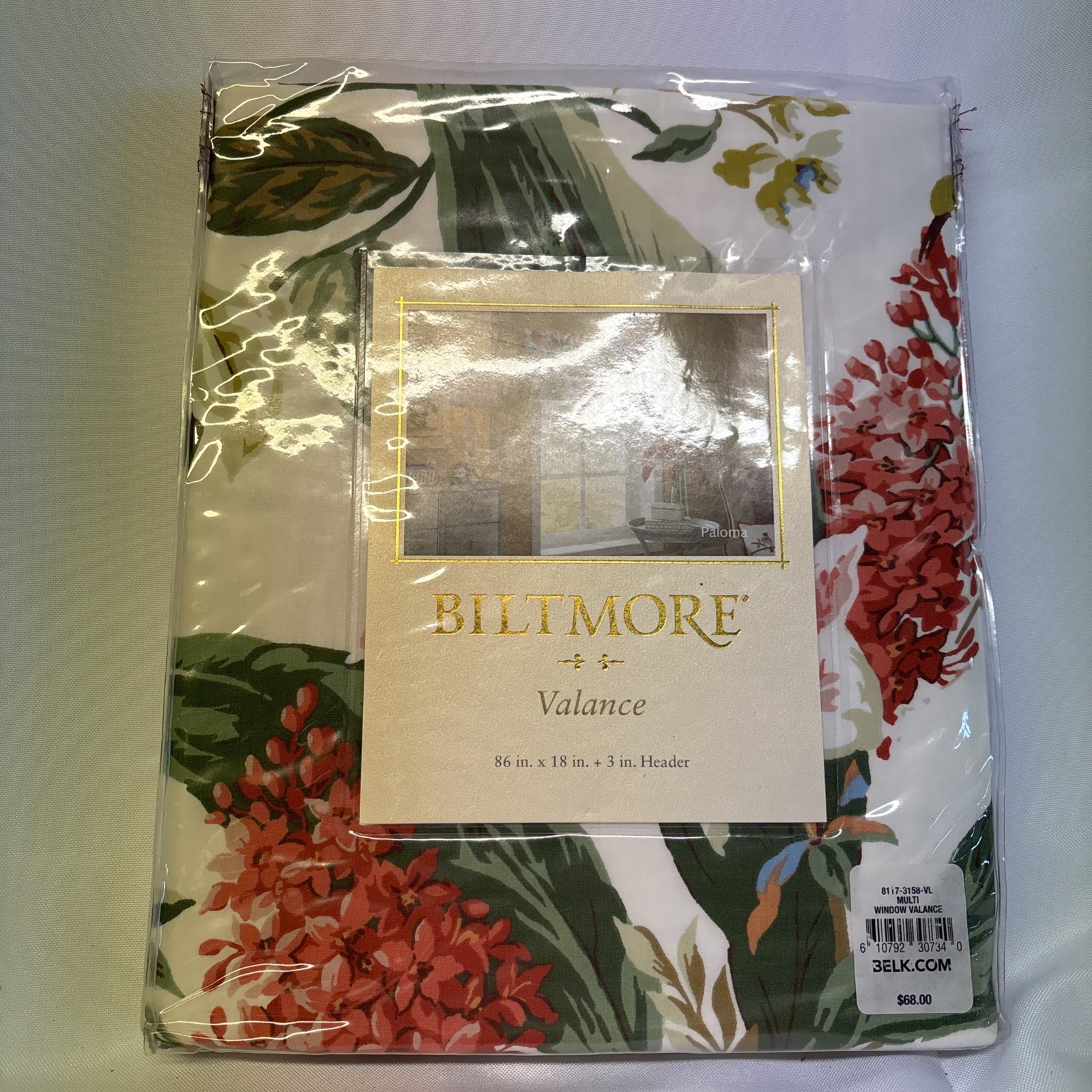Biltmore Paloma Valance 86” x 18” + 3” Header. Floral