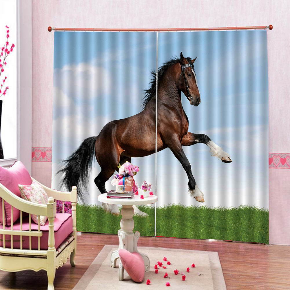 Galloping Cool Horses 3D Curtain Blockout Photo Printing Curtains Drape Fabric