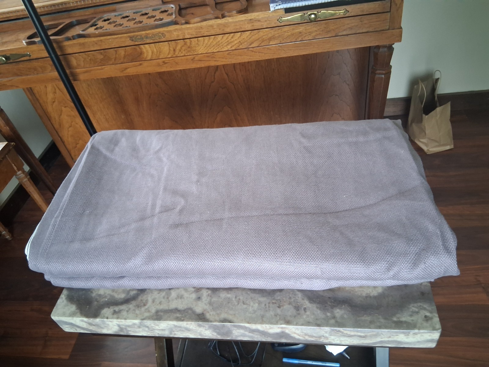 Restoration Hardware 50W X 96L MAUVE Linen Heavy Basket Weave Drapes. Set of 2