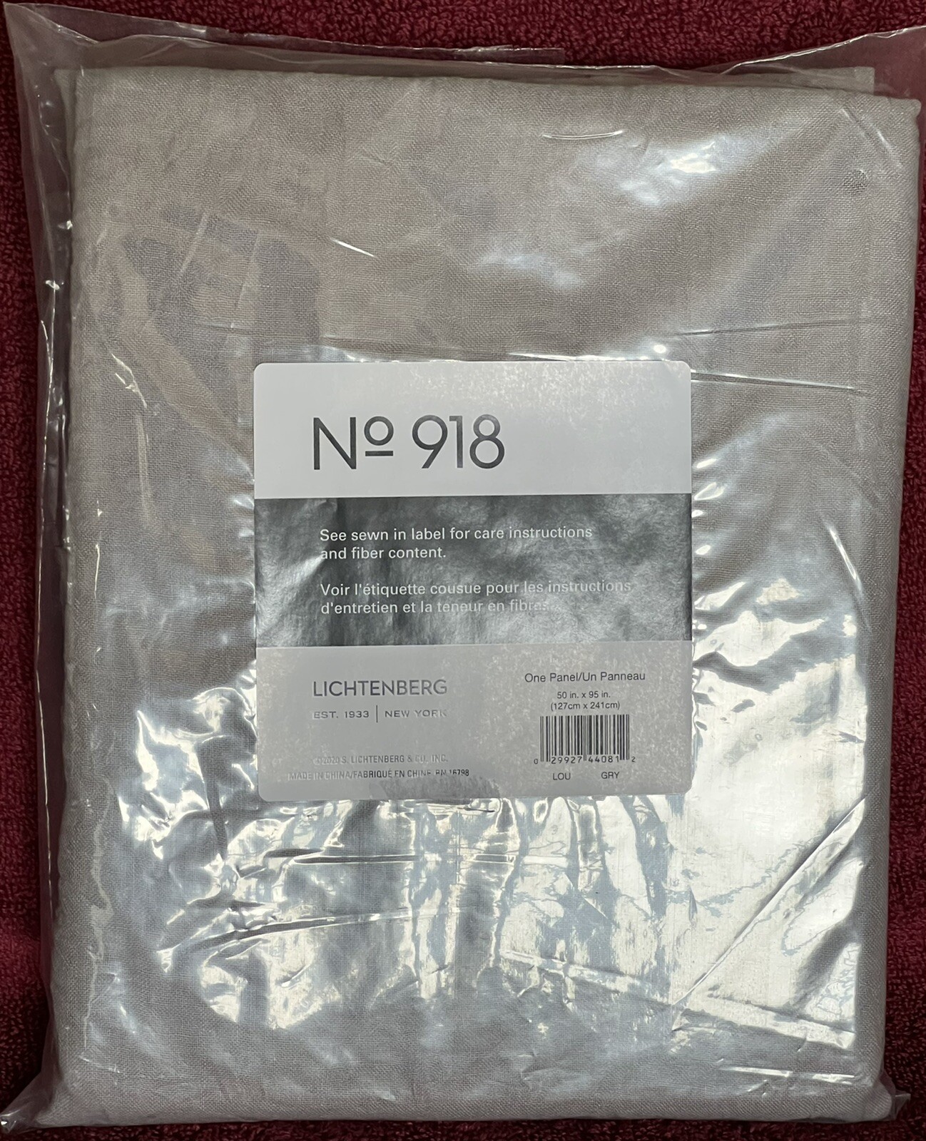No. 918 Lichtenberg One Panel Gray 50 in x 95 in (127 cm x 241 cm)