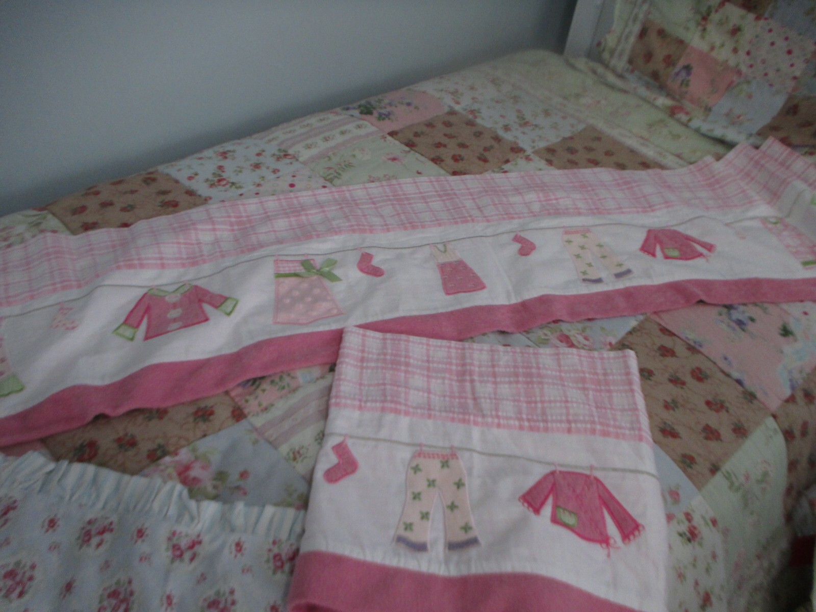 2 Kids Line Pink White Green Plaid Window Valances Girls Dresses Sweet