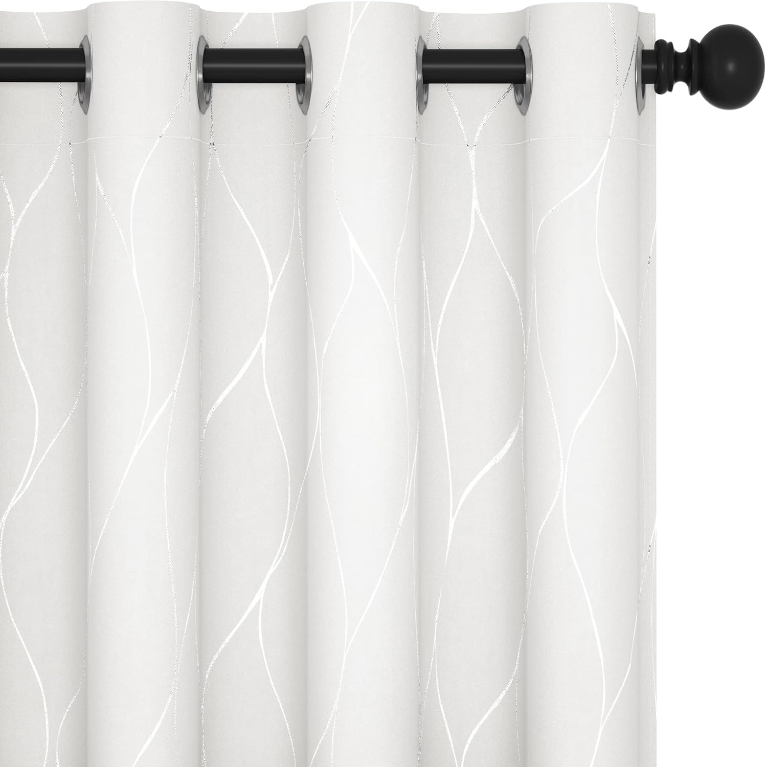 Silver Wave Blackout Curtains, Thermal Insulated, Noise Reducing, 2 Panels