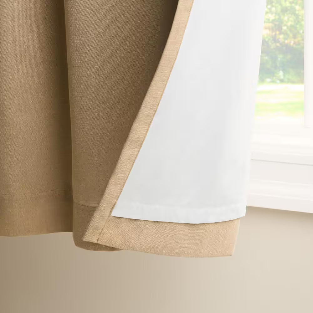 Arlo Solid Linen Texture 50 In. W X 84 In. L Polyester Blackout Taupe Curtain (S