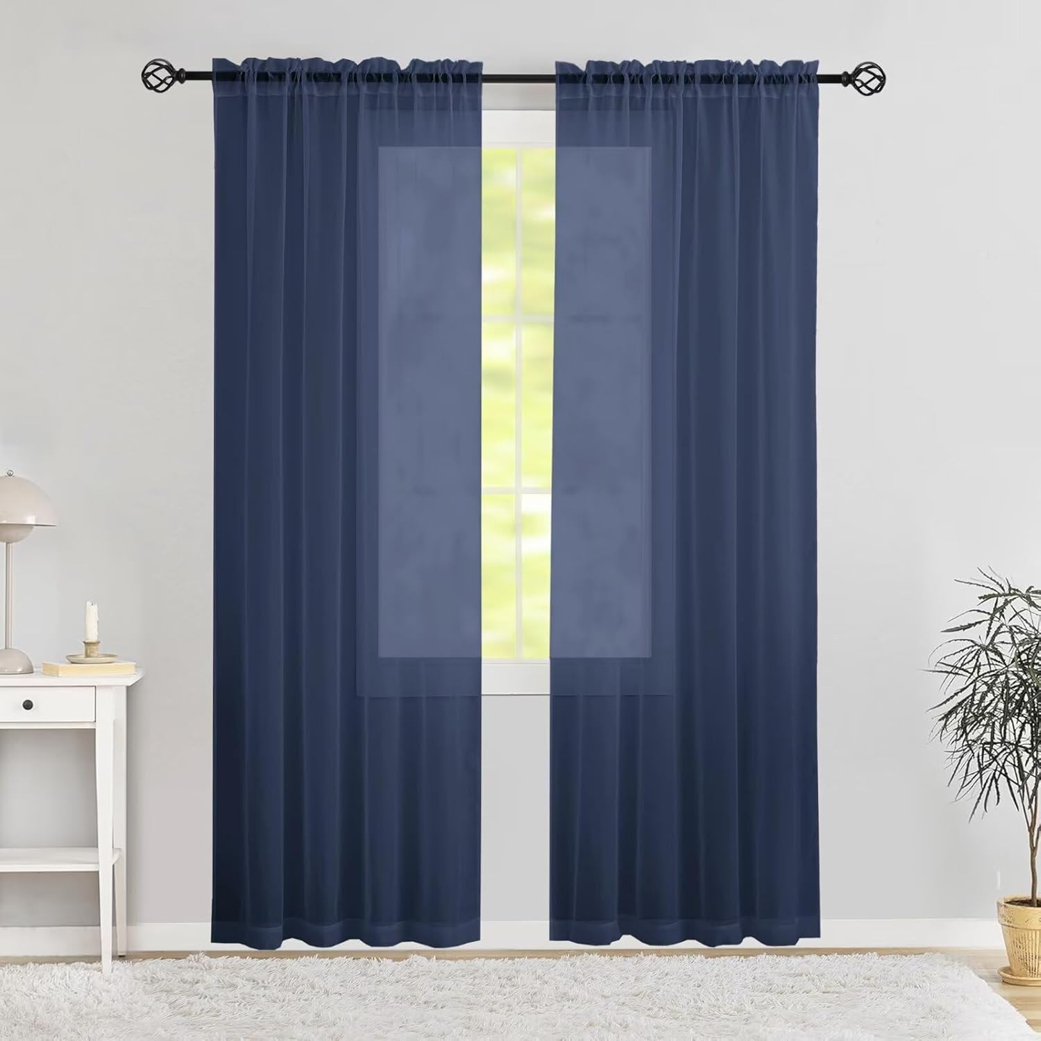 4 Piece Sheer Voile Rod Pocket Window Panel Curtain Drapes Many Colors