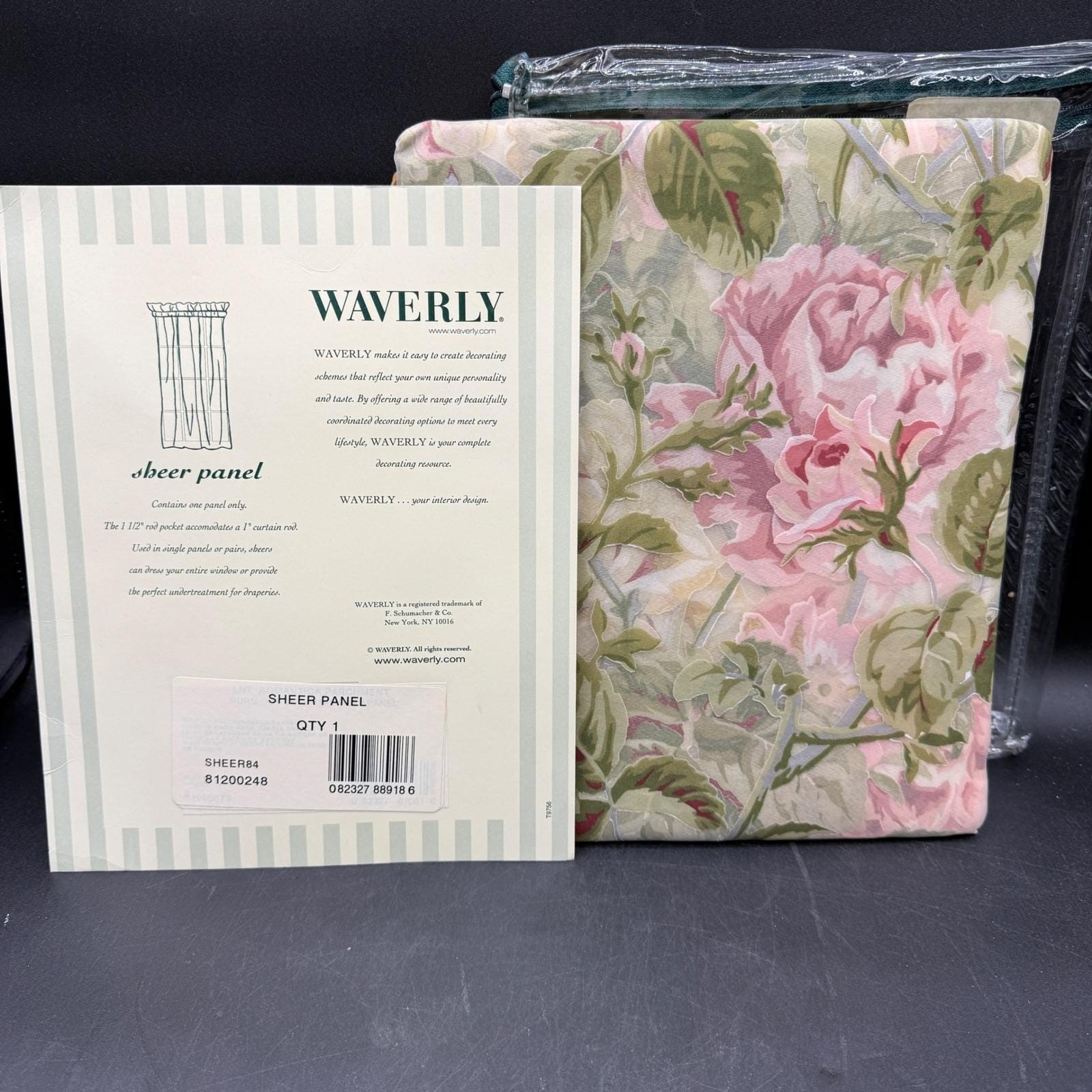 Vintage Waverly Sheer Curtain Panel Window Treatment 60×84 Floral Cottage Boho