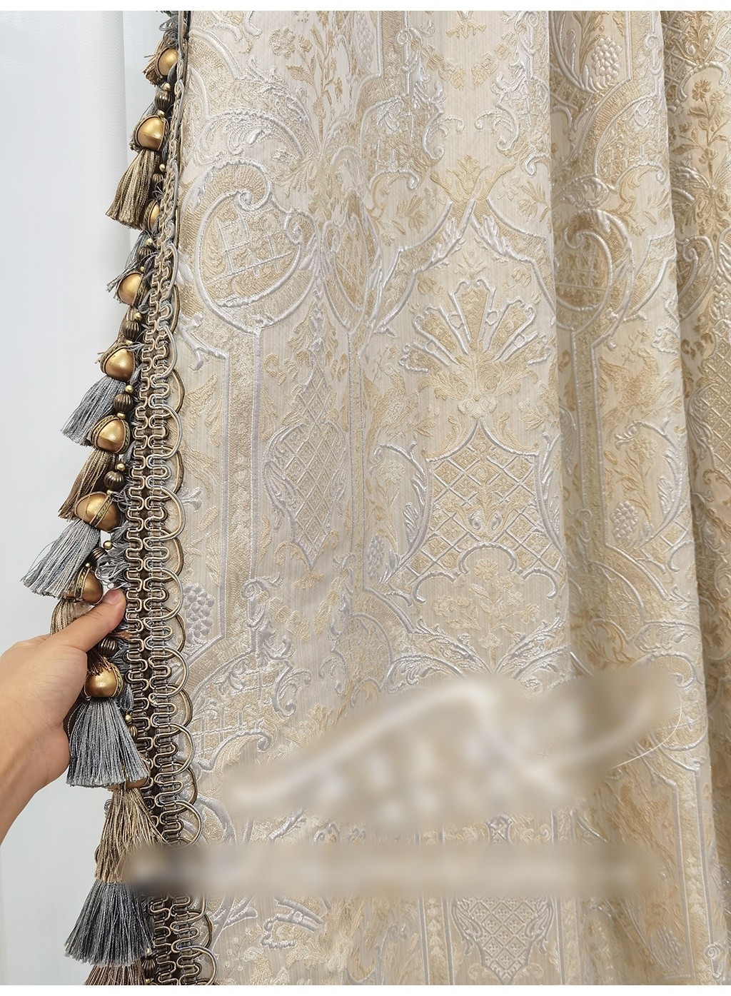 luxury French classical cloth jacquard relief shade livingroom curtain M1755