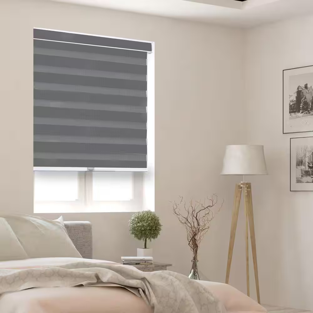 Cordless Room Darkening Polyester Dual Layer Zebra Roller Shades-59 In. W X 72 I